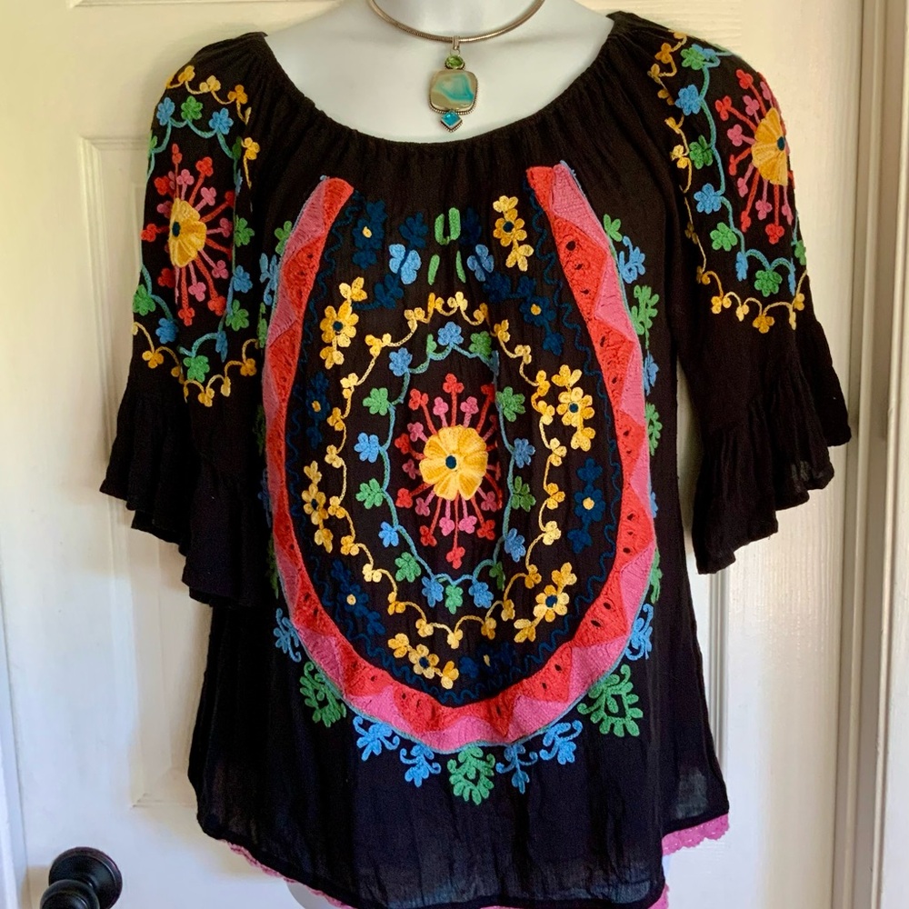 A&A CLOTHING INC…Embroidered Boho Top